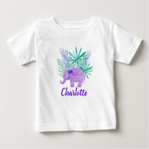 Watercolor Elephant Jungle Tropical Customisable Baby T-Shirt