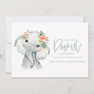 Watercolor elephant little girl baby shower party