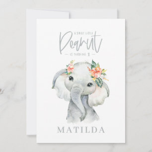 Watercolor elephant little girl birthday party