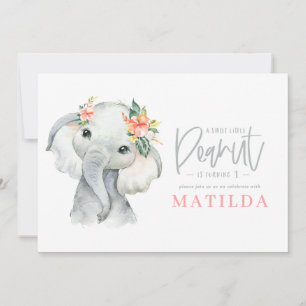 Watercolor elephant little girl birthday party