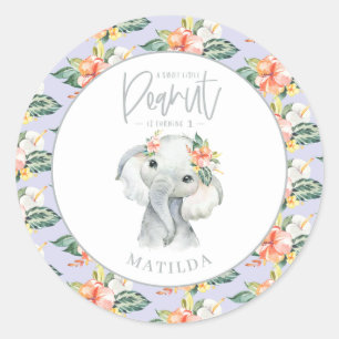 Watercolor elephant little peanut birthday party classic round sticker