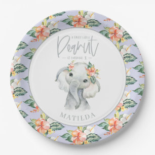 Watercolor elephant little peanut birthday party paper plate