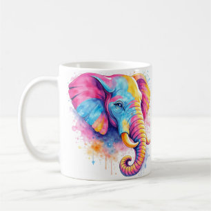 Watercolor Elephant Mug - Colorful Design