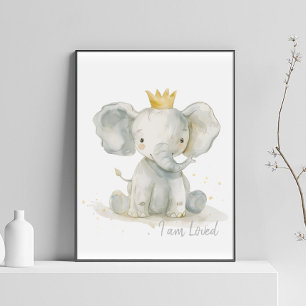 Watercolor elephant nursery wall art