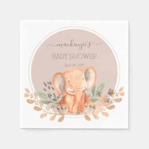Watercolor Elephant Safari Baby Shower Napkin