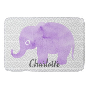 Watercolor Elephant Shibori Primitive Chevron Bath Mat