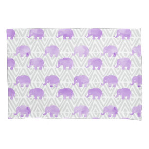 Watercolor Elephant Shibori Primitive Chevron Pillowcase