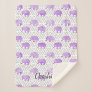 Watercolor Elephant Shibori Primitive Chevron Sherpa Blanket