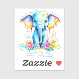 Watercolor Elephant Songkran Festival 