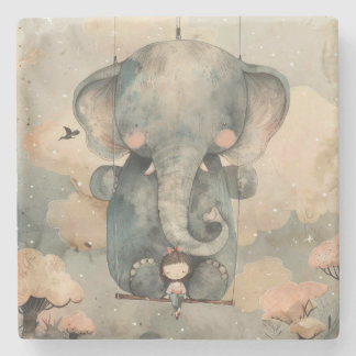 "Watercolor Elephant" Stone Coaster