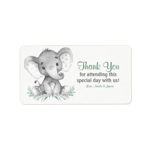 Watercolor Elephant Thank You Label