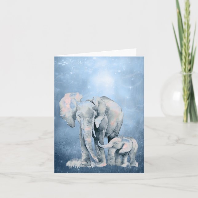 Watercolor Elephant Wildlife Nature Animal Art  Note Card (Front)