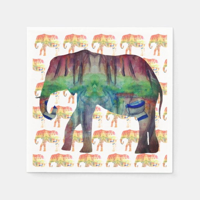 Watercolor Elephants Napkin (Front)