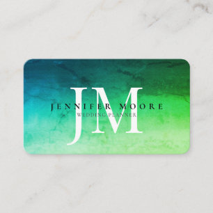 Watercolor Emerald Green Monogram Business Card