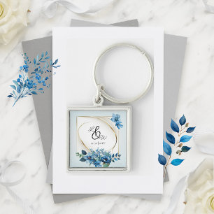 Watercolor Emerly Floral Wedding Keychain