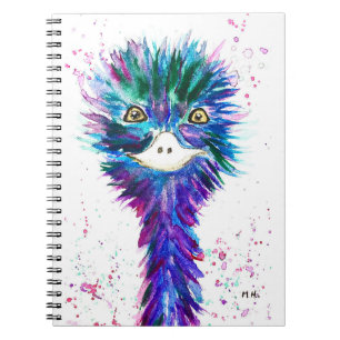 Watercolor emu notebook