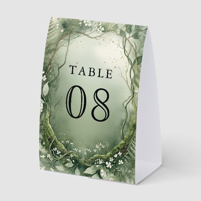 Watercolor Enchanted Forest Wedding Table Number (Front)
