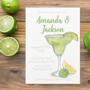 Watercolor Engagement Party Margarita Cocktail Invitation