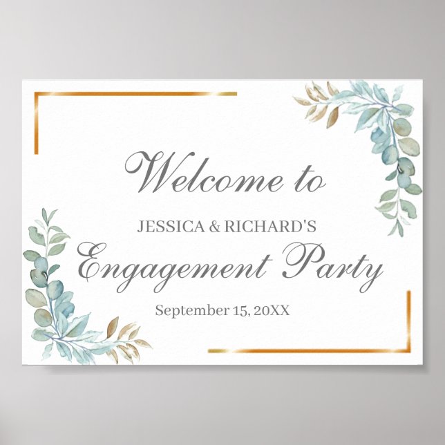 Watercolor Engagement Welcome Poster Sign (Front)