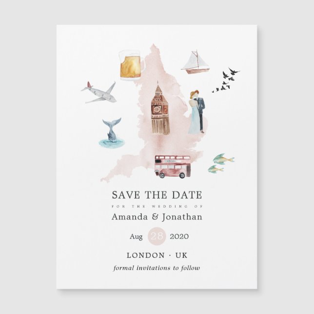 Watercolor England UK Destination Wedding (Front)