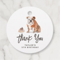 Watercolor English Bulldog Birthday Thank You