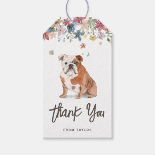 Watercolor English Bulldog Birthday Thank You Gift Tags