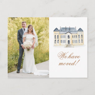 Watercolor English Manor Estate Photo Moved Postcard