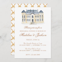 Watercolor English Manor Estate Rehearsal Dinner