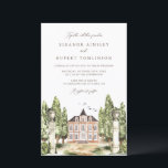 Watercolor English Manor House Wedding Invitation<br><div class="desc">Invite family and friends to your wedding with this vintage-inspired wedding invitation. It features a scenic watercolor illustration of a classic English manor with greenery and birds accent. This watercolor manor wedding invitation is perfect for spring,  autumn and garden weddings.</div>