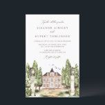 Watercolor English Manor House Wedding Invitation<br><div class="desc">Invite family and friends to your wedding with this vintage-inspired wedding invitation. It features a scenic watercolor illustration of a classic English manor with greenery and birds accent. This watercolor manor wedding invitation is perfect for spring,  autumn and garden weddings.</div>