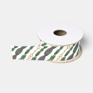 Watercolor Equestrian Christmas Garland Grosgrain Ribbon