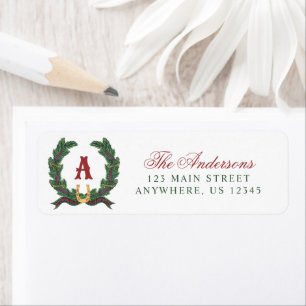 Watercolor Equestrian Laurel Wreath Monogram Return Address Label