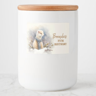 Watercolor Ermine with a scarf - Birthday Food Label
