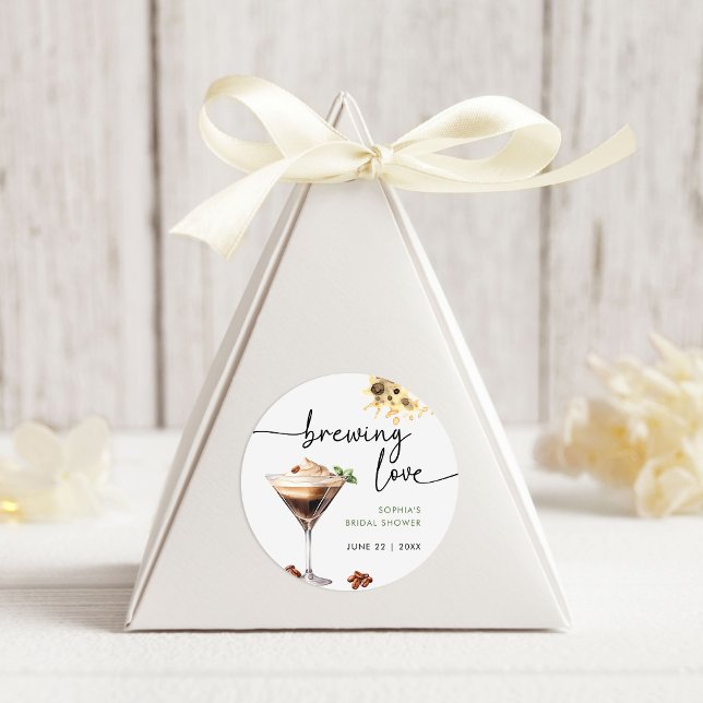 Watercolor Espresso Martini Bridal Shower Classic Round Sticker (Creator Uploaded)