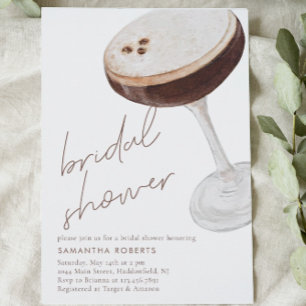 Watercolor Espresso Martini Bridal Shower Invitation