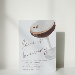 Watercolor Espresso Martini Bridal Shower Invitation