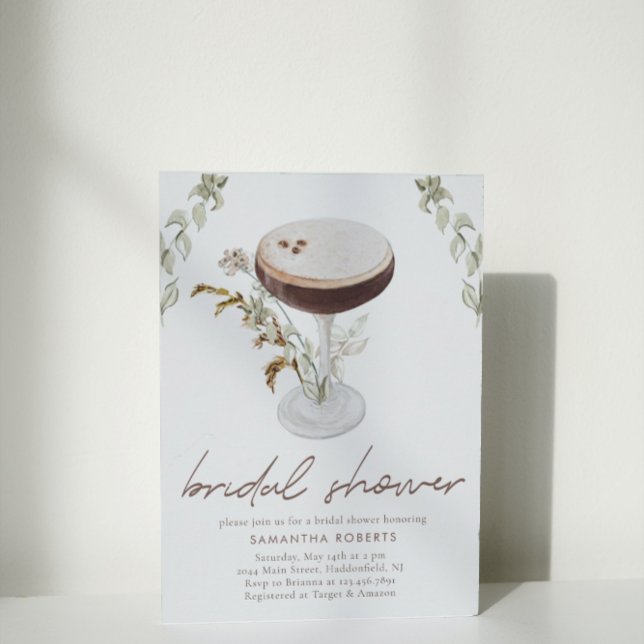 Watercolor Espresso Martini Bridal Shower Invitation (Creator Uploaded)