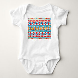 Watercolor ethnic geometric pattern. baby bodysuit