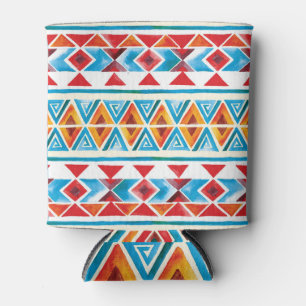 Watercolor ethnic geometric pattern. can cooler
