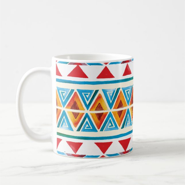 Watercolor ethnic geometric pattern. coffee mug (Left)