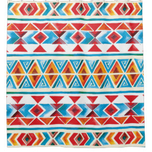 Watercolor ethnic geometric pattern. shower curtain
