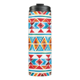 Watercolor ethnic geometric pattern. thermal tumbler