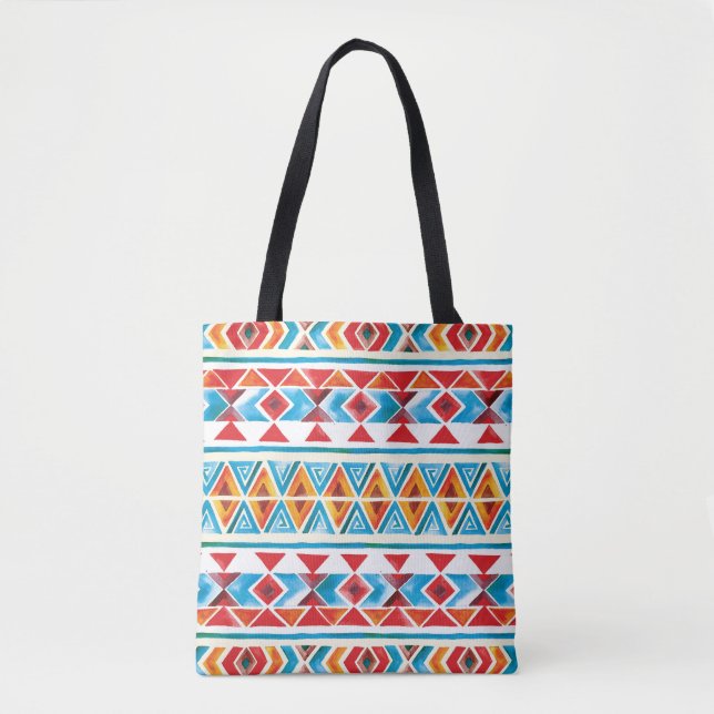 Watercolor ethnic geometric pattern. tote bag (Front)