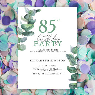 Watercolor eucalyptus 85th Birthday Invitation