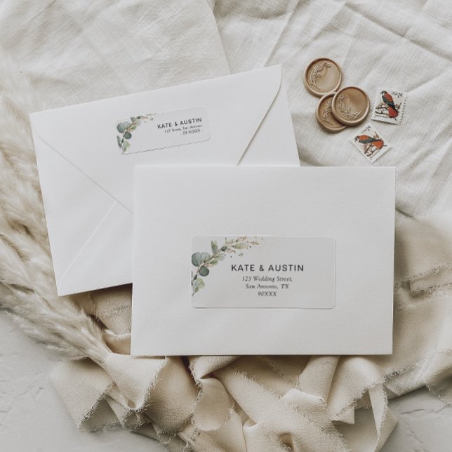 watercolor eucalyptus address label (Creator Uploaded)