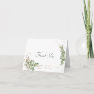 Watercolor Eucalyptus and gold Thank You Card
