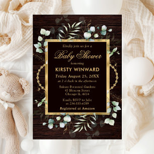 Watercolor Eucalyptus and Greenery Baby Shower Invitation