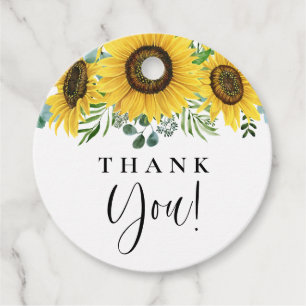 Watercolor Eucalyptus and Sunflowers Thank You Favour Tags