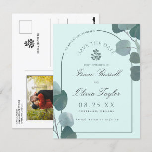 Watercolor Eucalyptus Arch Photo Save The Date Postcard