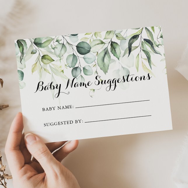 Watercolor Eucalyptus Baby Name Suggestions Card (Creator Uploaded)
